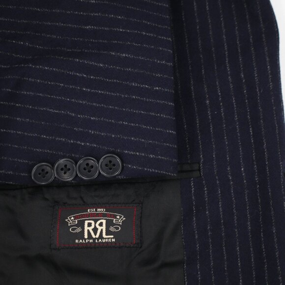 RRL Ralph Lauren sport coat Mens 40R Navy Blue Wool chalk stripe notch lapel
